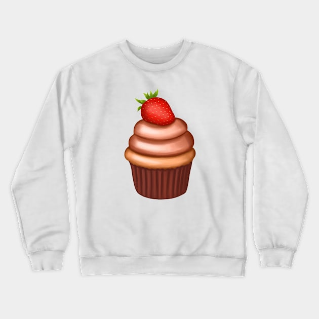 chocolate cupcake decorated with strawberry Crewneck Sweatshirt by Kuchinska design